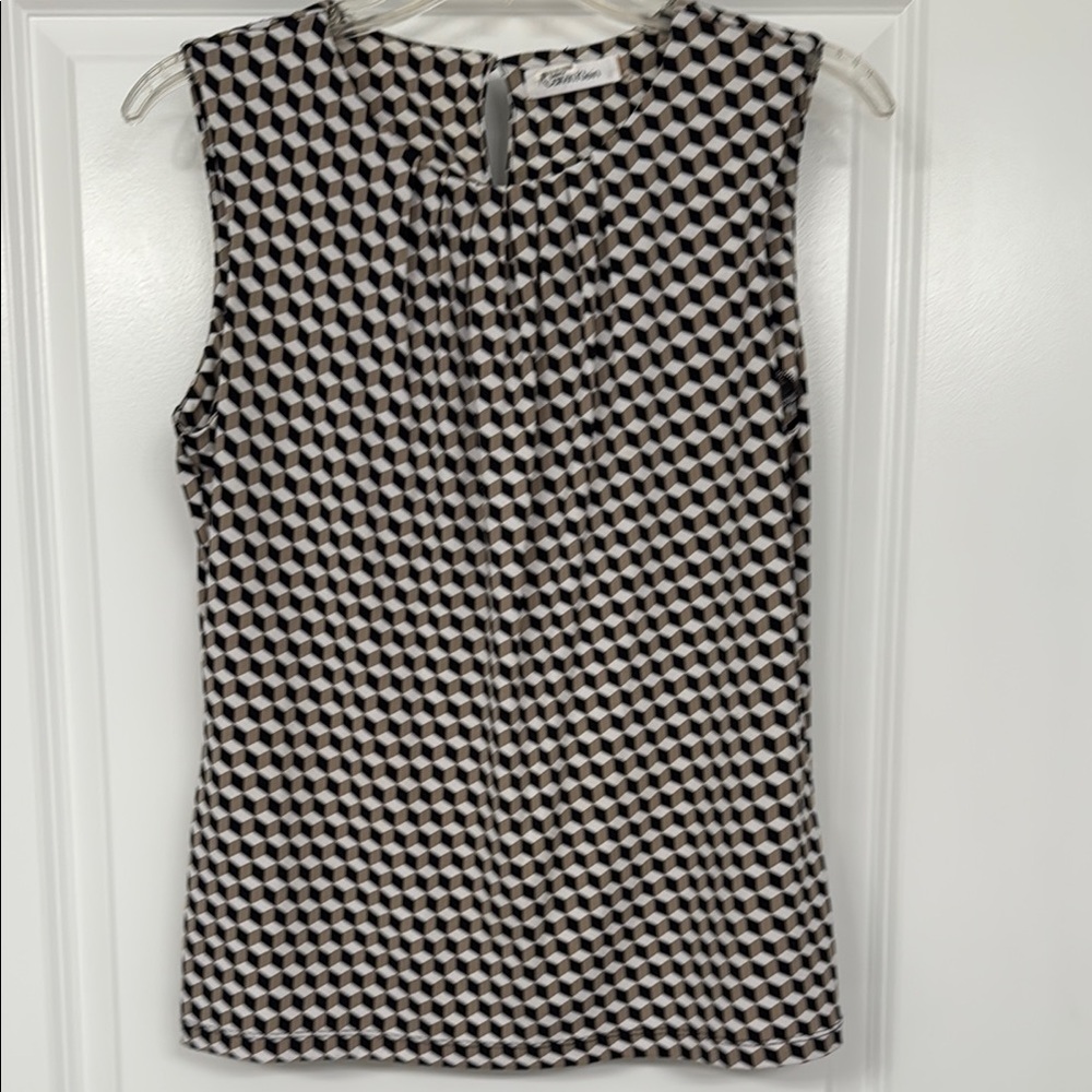 Calvin Klein Black and Cream Geometric Women's Top
